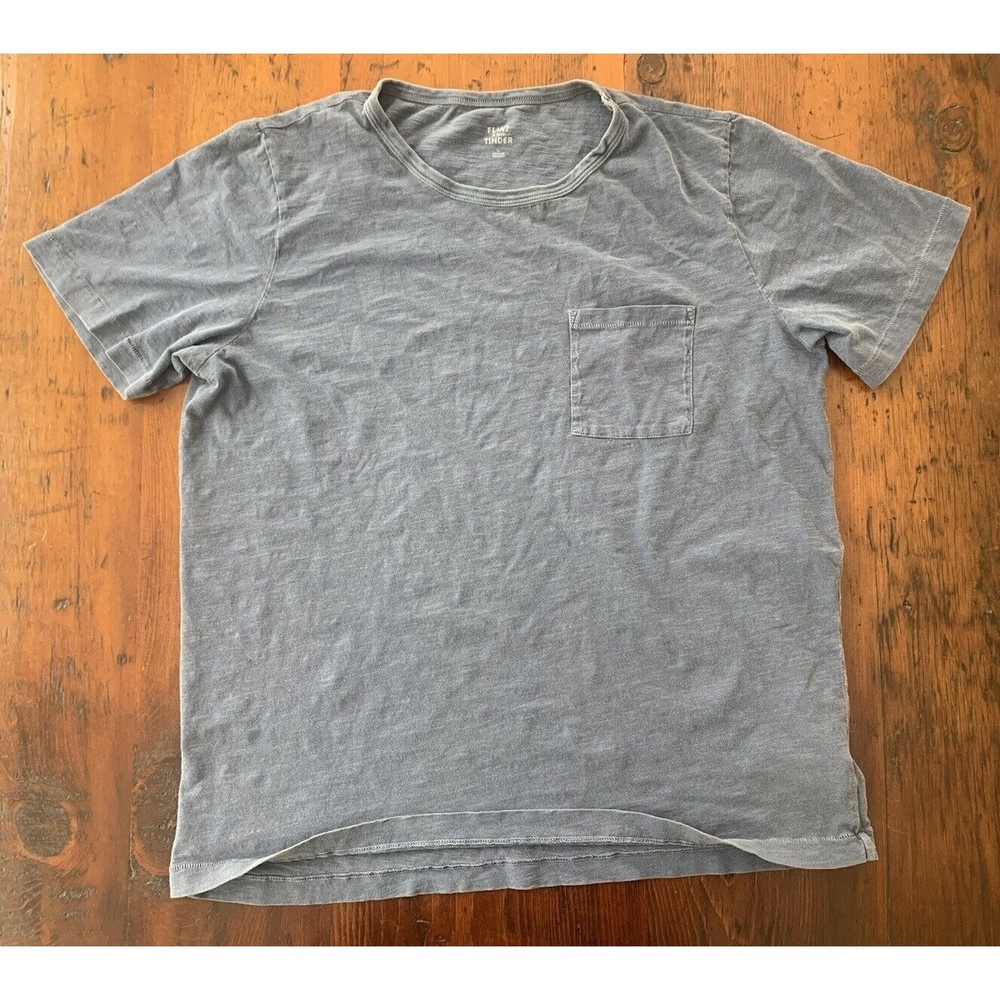 Women’s Flint & Tinder 100% Cotton Pocket Tee T Shirt Blue Made in America Large